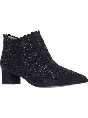 Jacinta Black Pointed Toe Bootie J. Reneé Jeweled Mesh Heel Size 13